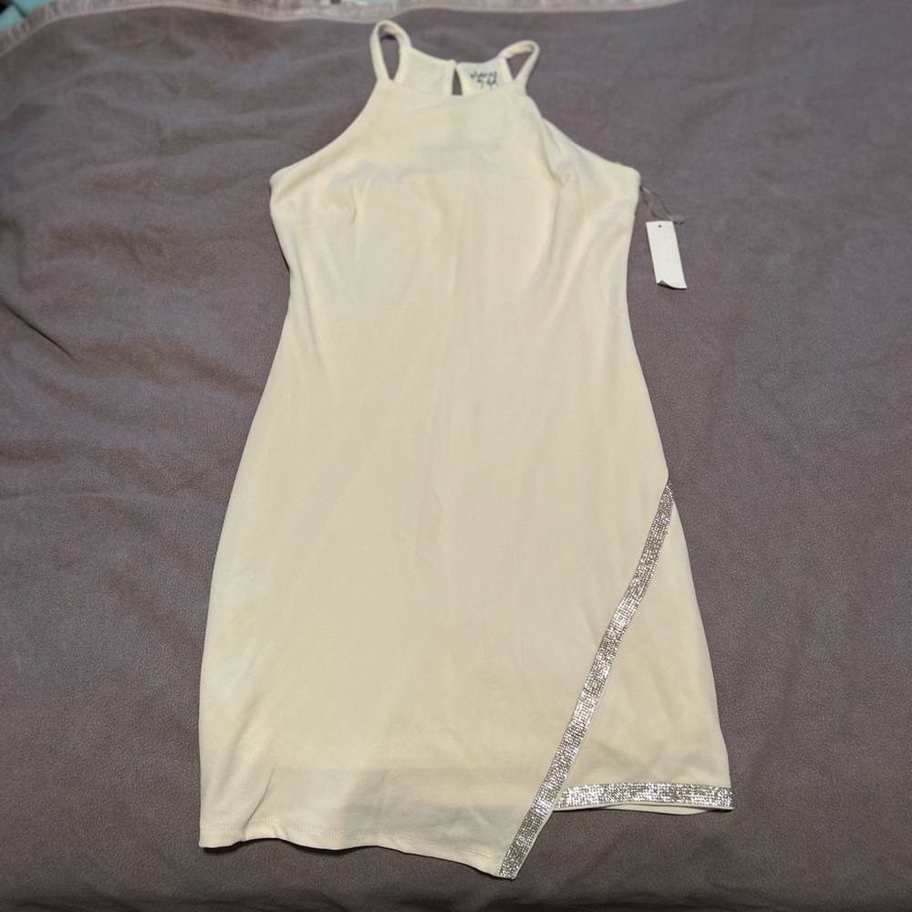 Elegant Cream Dress with Silver Accents